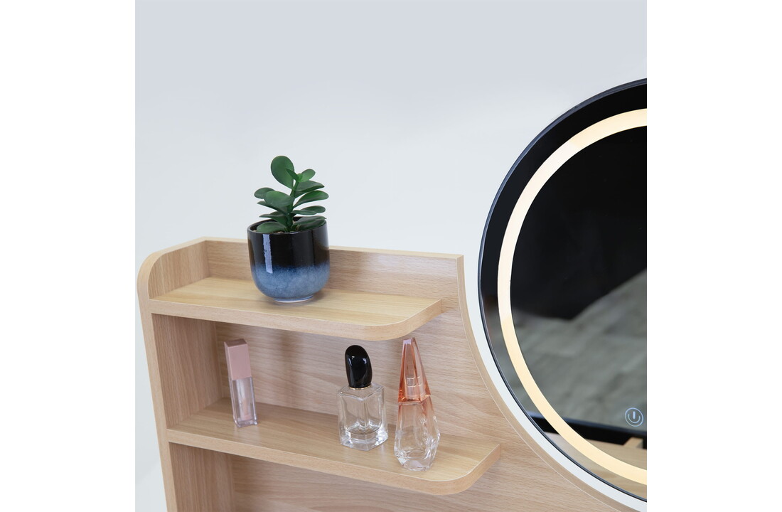 Make up tafel zwart hout met LED spiegel | 120x80x40cm MDF/beukenhout