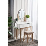 Kaptafel met licht - Wit, MDF/Beukenhout, 142x80x40cm