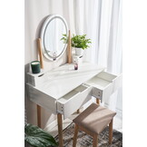 Kaptafel met licht - Wit, MDF/Beukenhout, 142x80x40cm