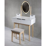 Kaptafel met licht - Wit, MDF/Beukenhout, 142x80x40cm