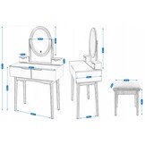 Make up tafel spiegel met LED | Wit | 142x80x40 cm | MDF/Beukenhout