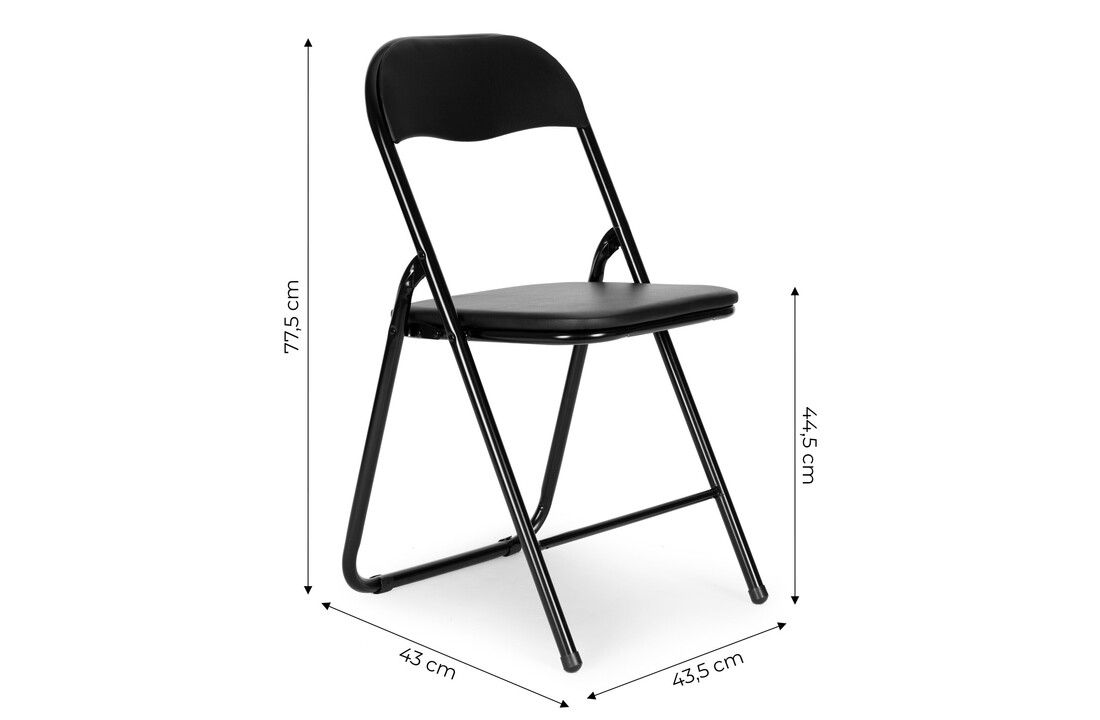 Opklapstoelen Leer Zwart | Set van 4 | 77,5x43x43,5 cm | Eco-leer