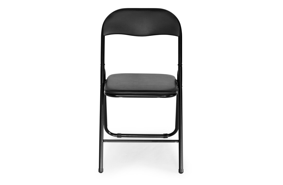 Metalen klapstoelen - set van 4 - zwart - 77,5x43x43,5 cm - metaal/eco-leer