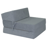 Logeerpoef 200x70cm Grijs Velvet dot PUR-schuim H3