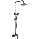 Inbouwkraan douche zwart - met thermostaat - messing - 20cm regendouche