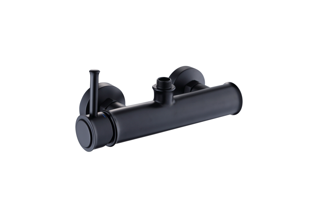 Inbouwkraan douche zwart - met thermostaat - messing - 20cm regendouche