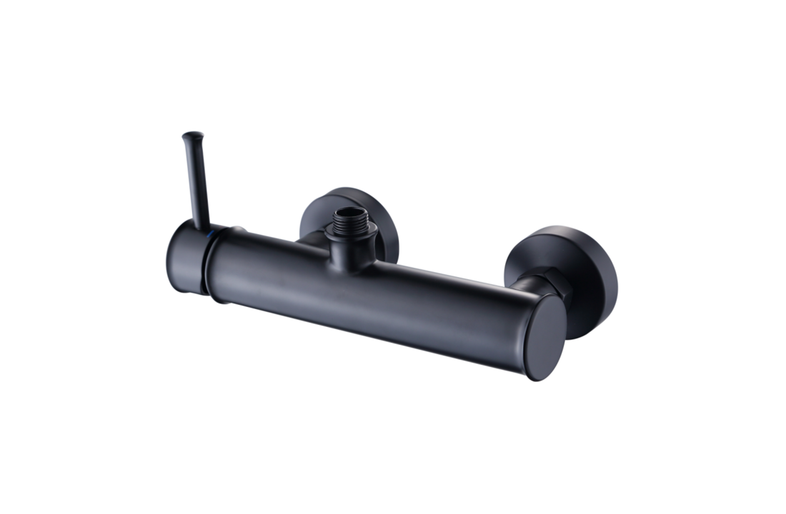 Regendouche zwart vierkant 20cm, matzwart messing, wandmontage