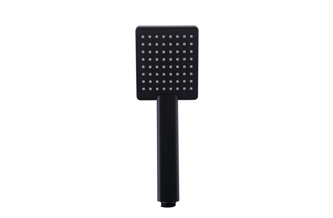 Regendouche zwart vierkant 20cm, matzwart messing, wandmontage