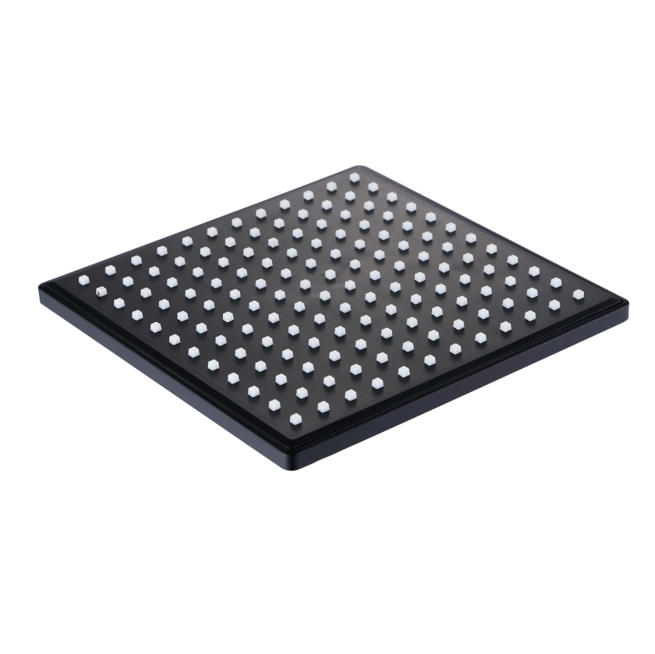 Regendouche zwart vierkant 20cm, matzwart messing, wandmontage