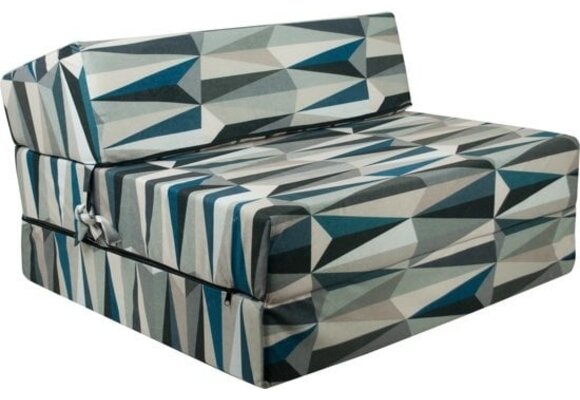 Opklapbed 90x200 cm - Beige/Blauw - Foam - 15cm dik - Luxe comfort