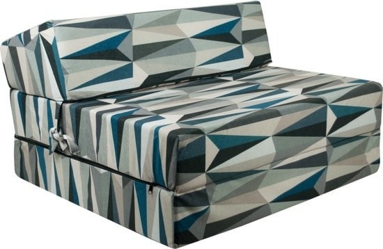 Opklapbed 90x200 cm - Beige/Blauw - Foam - 15cm dik - Luxe comfort