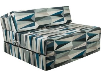 Matras logeermatras: Opvouwbaar 200x90x15cm Foam Beige/Blauw