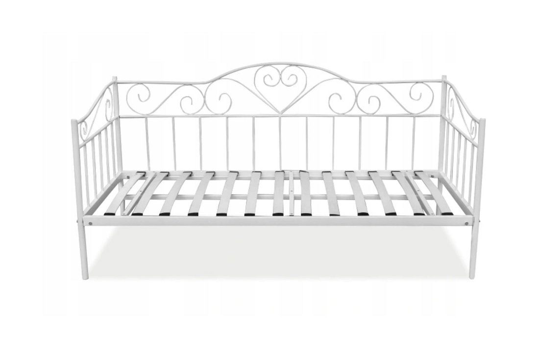 Wit metalen bed 90x200 cm - met matras - romantisch design
