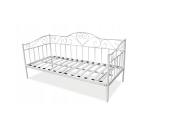 Metalen bed met lattenbodem 90x200 cm - Wit metaal - Inclusief matras