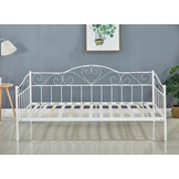 Metalen bed met lattenbodem 90x200 cm - Wit metaal - Inclusief matras