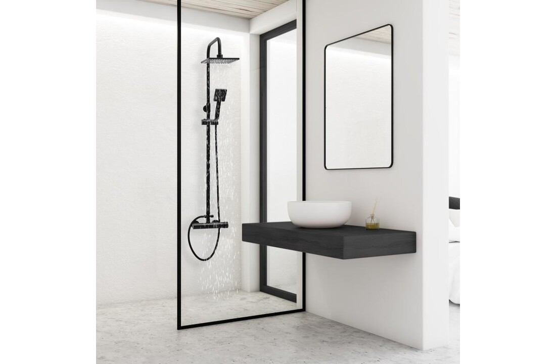 Doucheset zwart met 20cm regendouche en handdouche