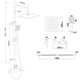 Thermostatische douchekraan zwart | Doucheset met Regendouche 20cm