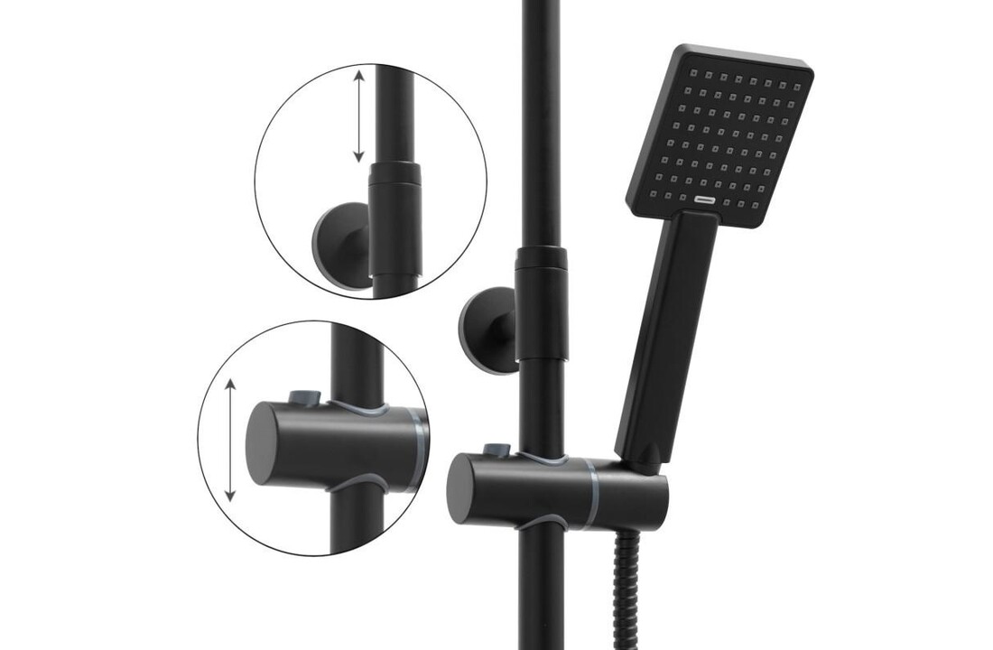 Thermostatische douchekraan zwart | Doucheset met Regendouche 20cm