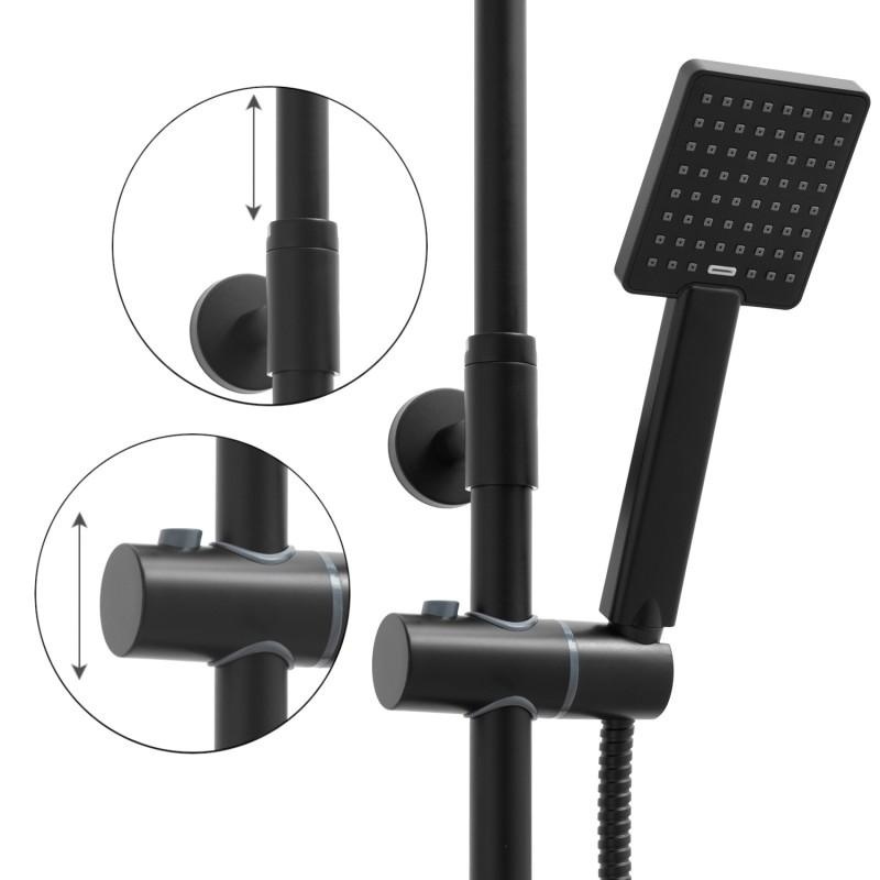 Thermostatische douchekraan zwart | Doucheset met Regendouche 20cm