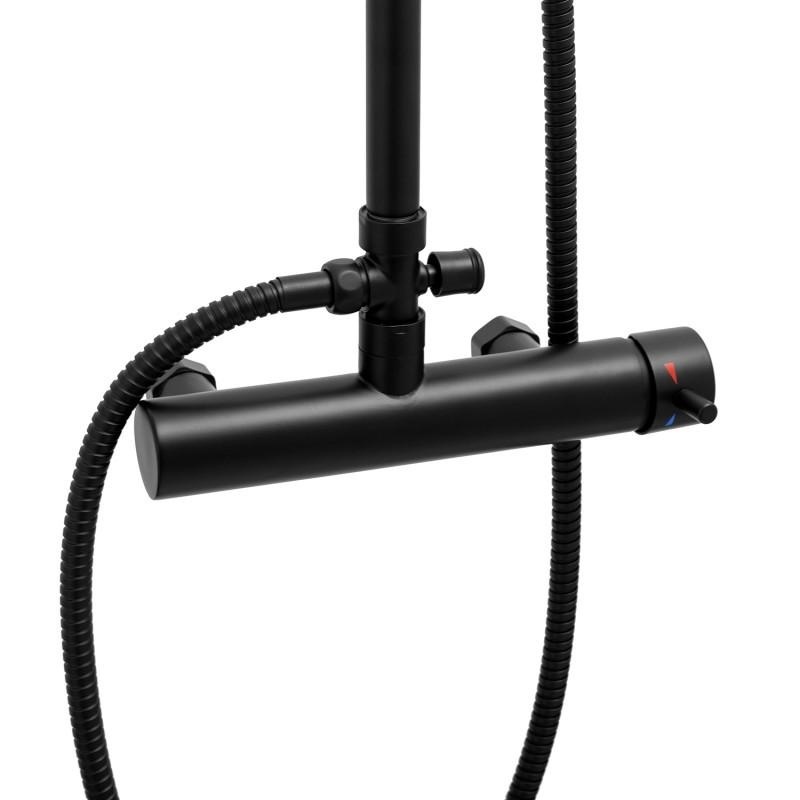 Thermostatische douchekraan zwart | Doucheset met Regendouche 20cm