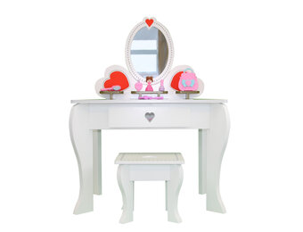 Kinder kaptafel met kruk - Wit, Hout/MDF, 91x50.5x70.5 cm