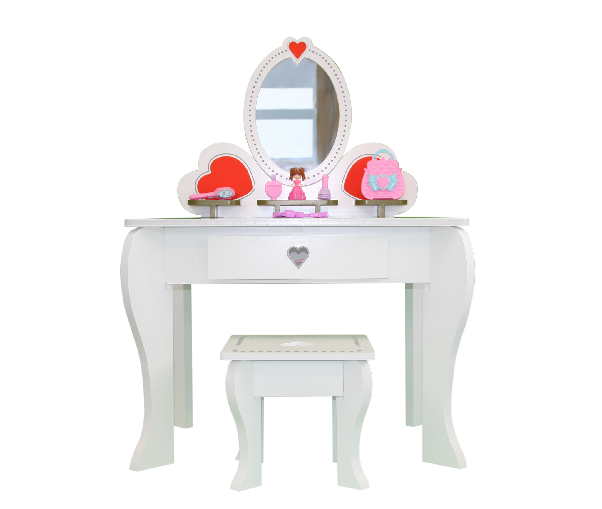 Meisjes kaptafel speelgoed | Wit, Hout & MDF | 70.5x50.5x91 cm