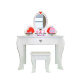 Houten kaptafel kinderen met spiegel & accessoires - Wit, Hout/MDF, 91x50cm