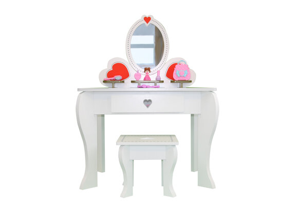 Houten kaptafel kinderen met spiegel & accessoires - Wit, Hout/MDF, 91x50cm