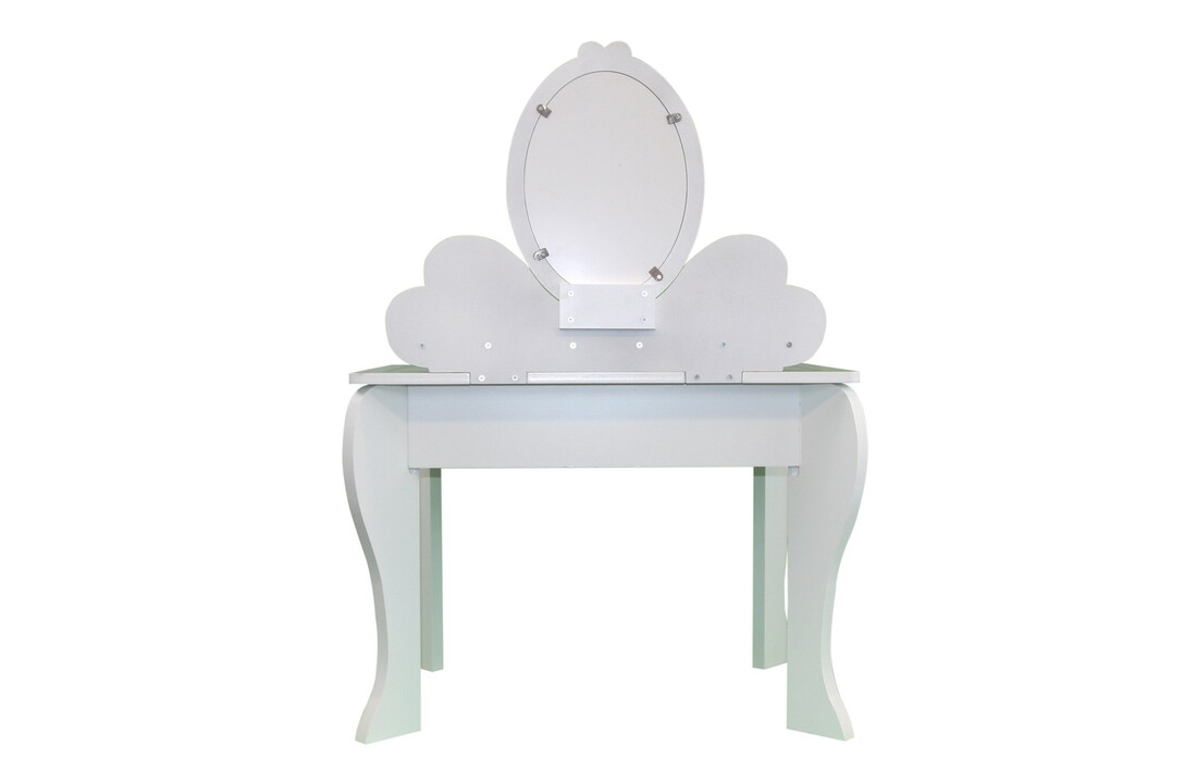 Houten kaptafel kinderen met spiegel & accessoires - Wit, Hout/MDF, 91x50cm