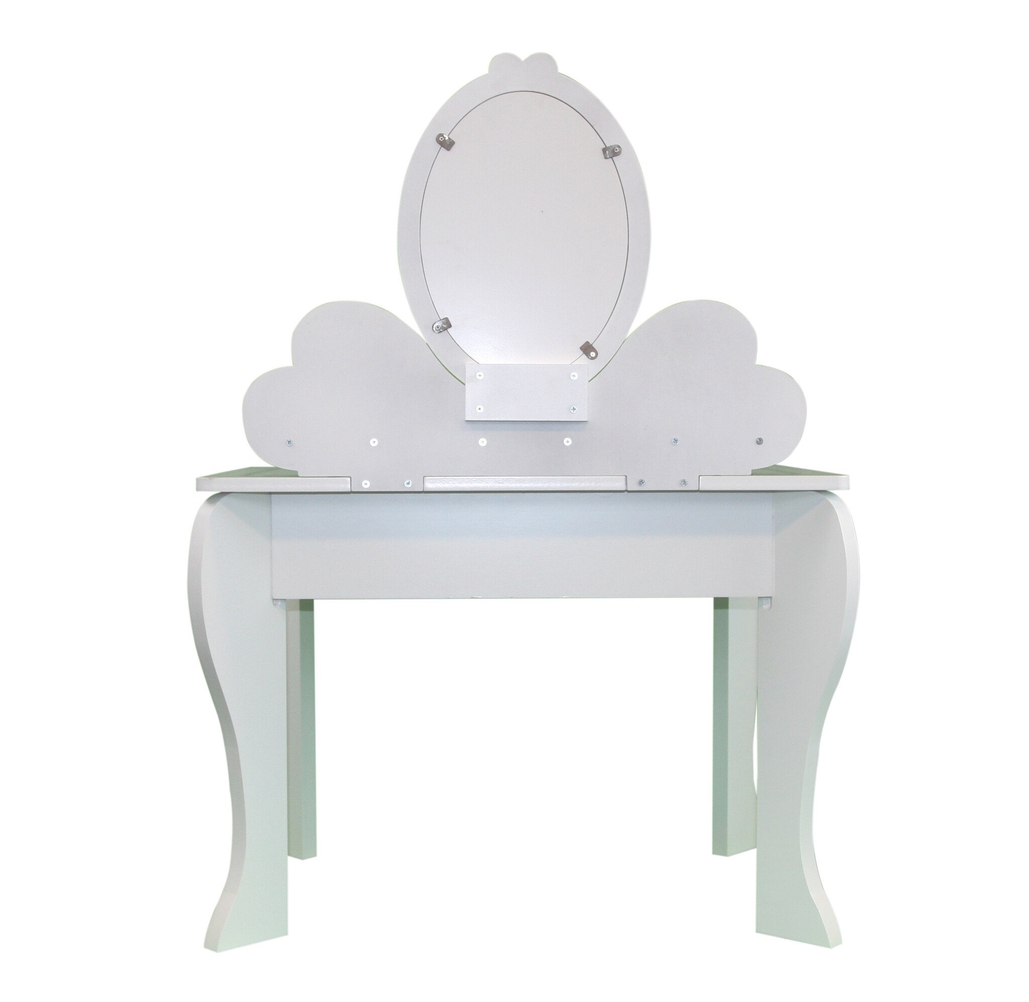 Houten kaptafel kinderen met spiegel & accessoires - Wit, Hout/MDF, 91x50cm