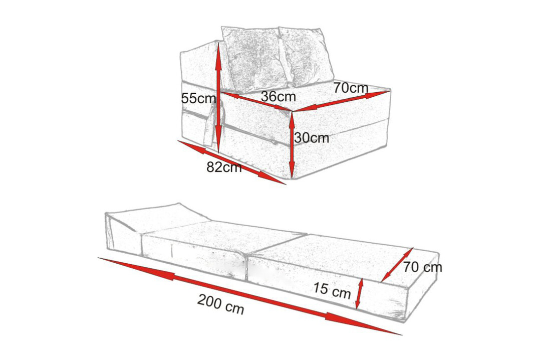 Opklapbed Navy Blue - 200x70x15 cm Foam | Compact Logeermatras