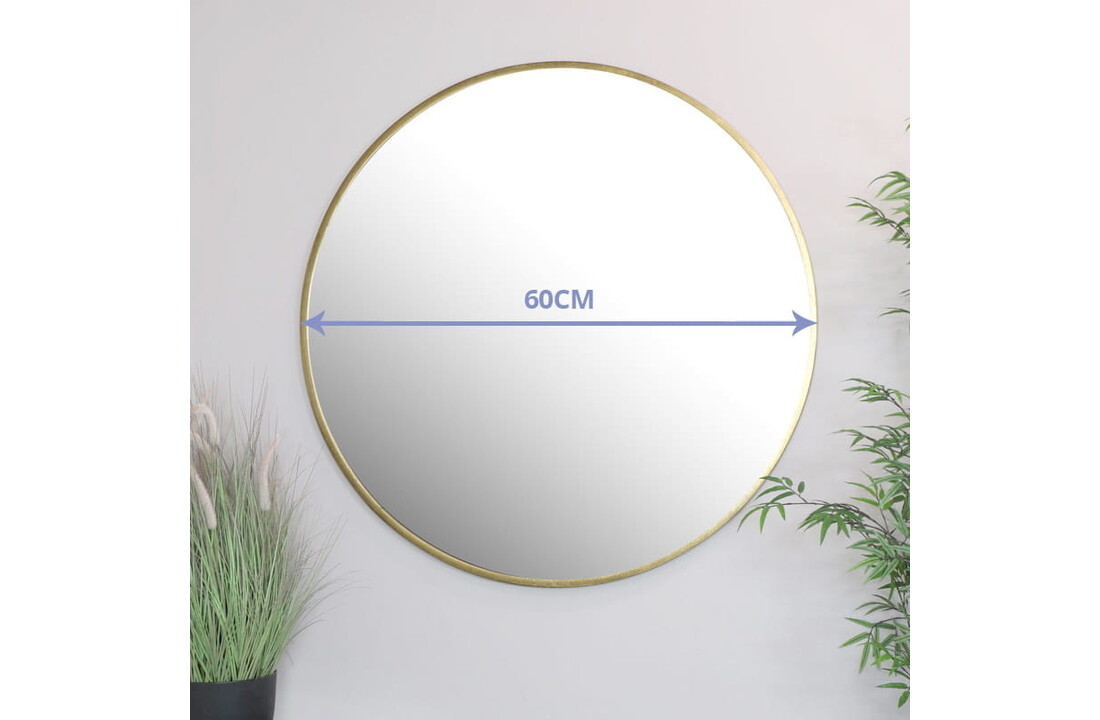 Wandspiegel badkamer rond Ø 60 cm goud metaal