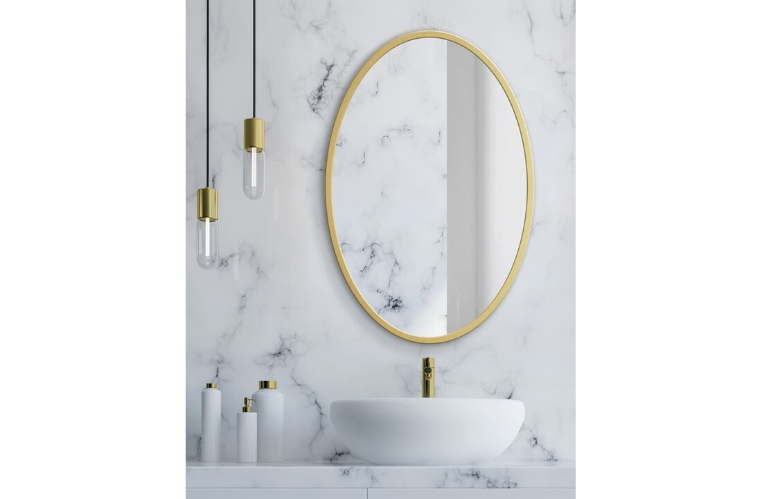 Wandspiegel badkamer rond Ø 60 cm goud metaal