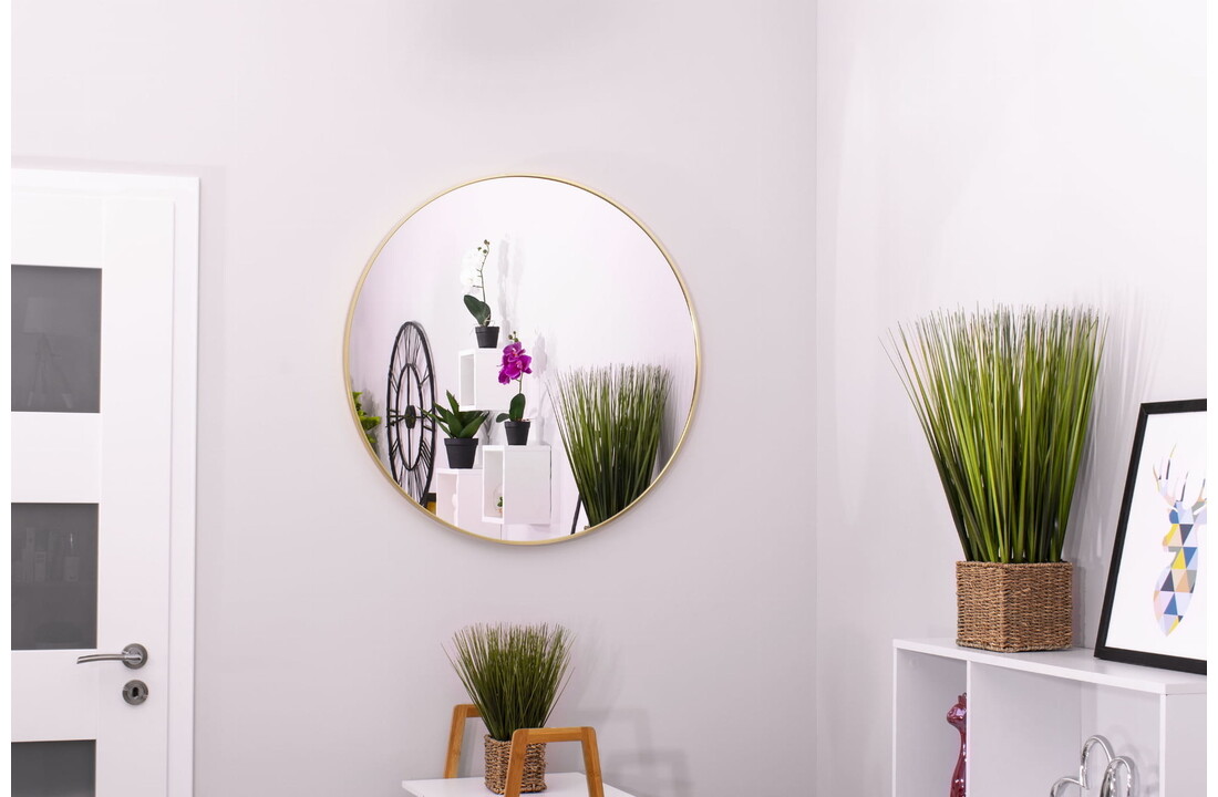 Wandspiegel badkamer rond Ø 60 cm goud metaal