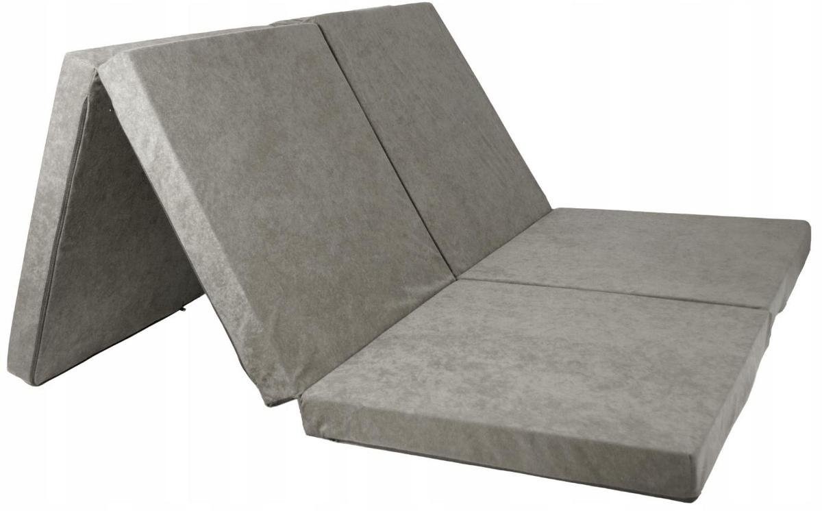 Futon matras grijs 195x120x7cm, opvouwbaar foam, wasbare hoes