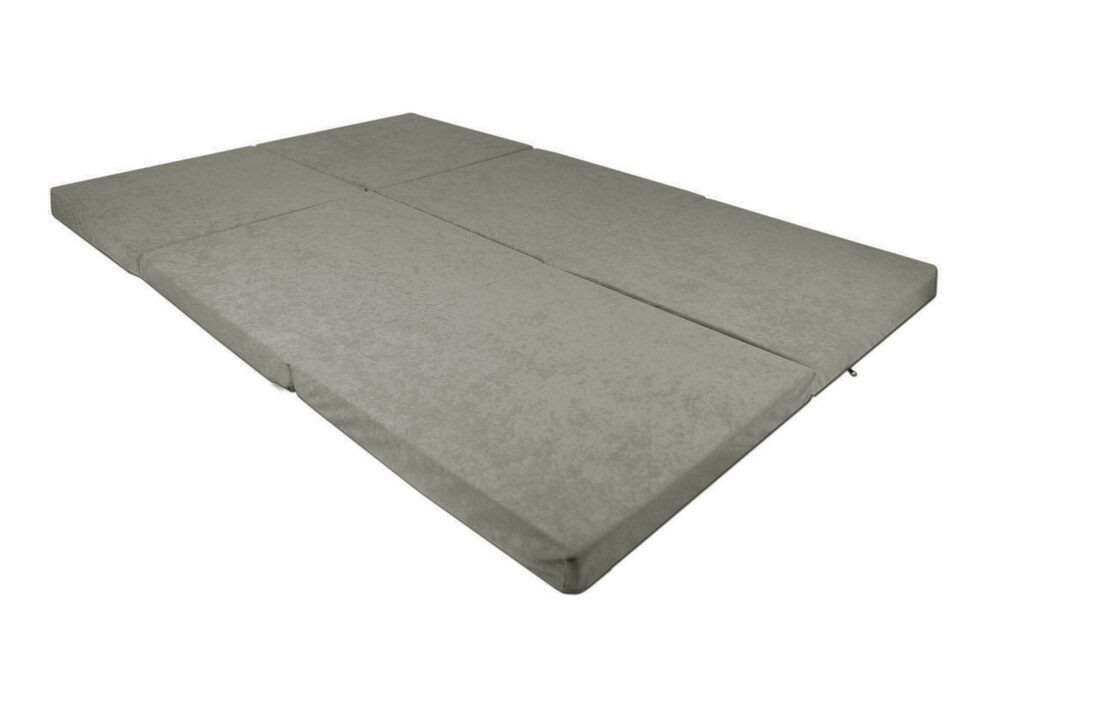Logeermatras 120cm breed - Opvouwbaar, Wasbare hoes, Grijs, Foam
