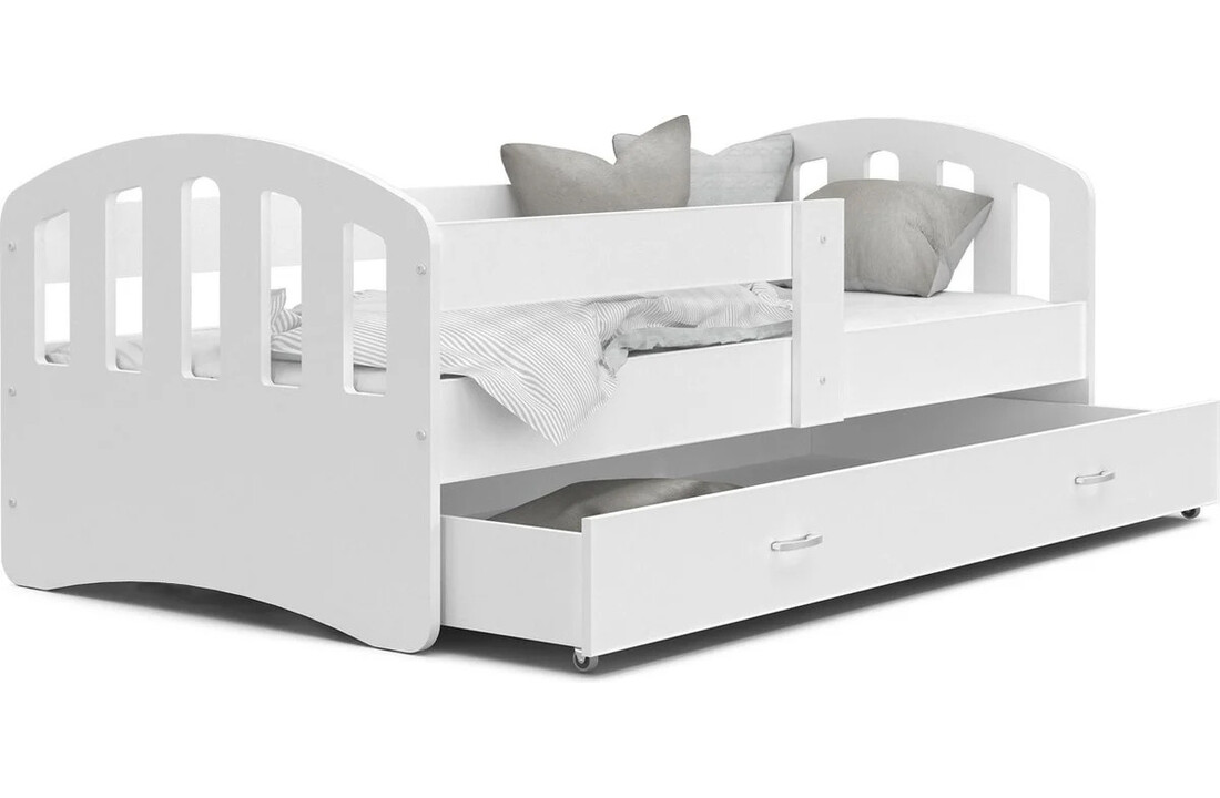 Kinderbed met lade wit 200x90cm MDF & grenen, inclusief matras