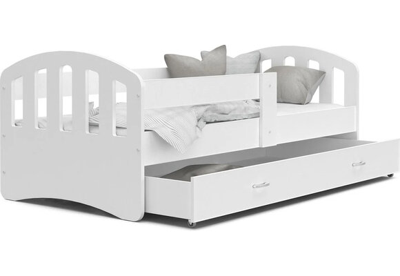 Wit houten bed 200x90cm | Koudschuim matras & lade | MDF/Grenen