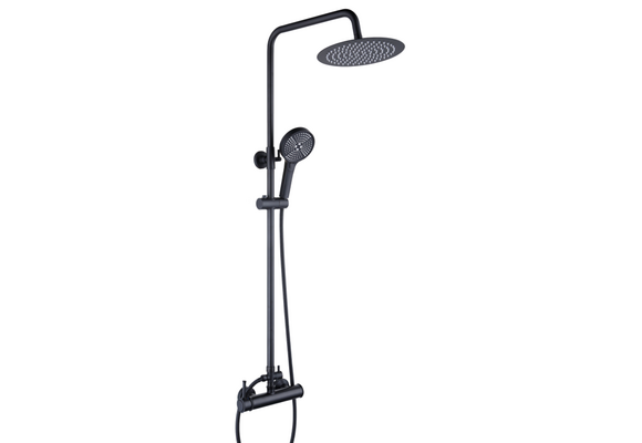 Doucheset zwart regendouche – Matzwart, Messing/RVS, 25cm