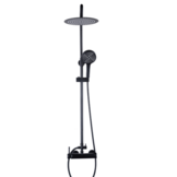 Doucheset zwart regendouche – Matzwart, Messing/RVS, 25cm