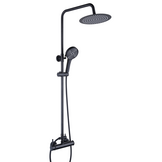 Zwarte douchekraan met regendouche - Matzwart Messing/RVS - 25cm