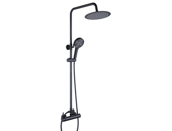 Zwarte douchekraan met regendouche - Matzwart Messing/RVS - 25cm