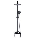 Zwarte douchekraan met regendouche - Matzwart Messing/RVS - 25cm