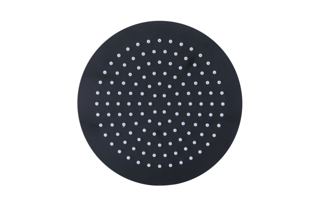 Zwarte douchekraan met regendouche - Matzwart Messing/RVS - 25cm