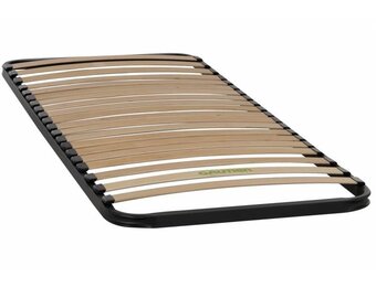 GAUTIER bedbodem 90x200 cm - Zwart Metaal met 27 Berken Latten