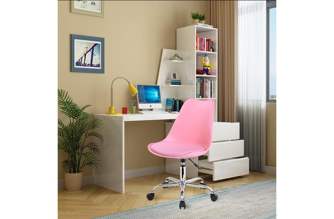 Roze kantoorstoel: Hoogte verstelbaar, Verchroomd metaal, 82-94 cm