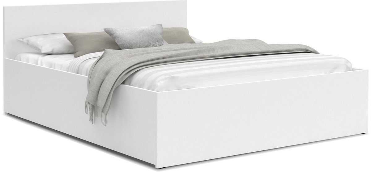 Bed met opbergruimte wit 180x200 cm | Lits-jumeaux | Grenenhout