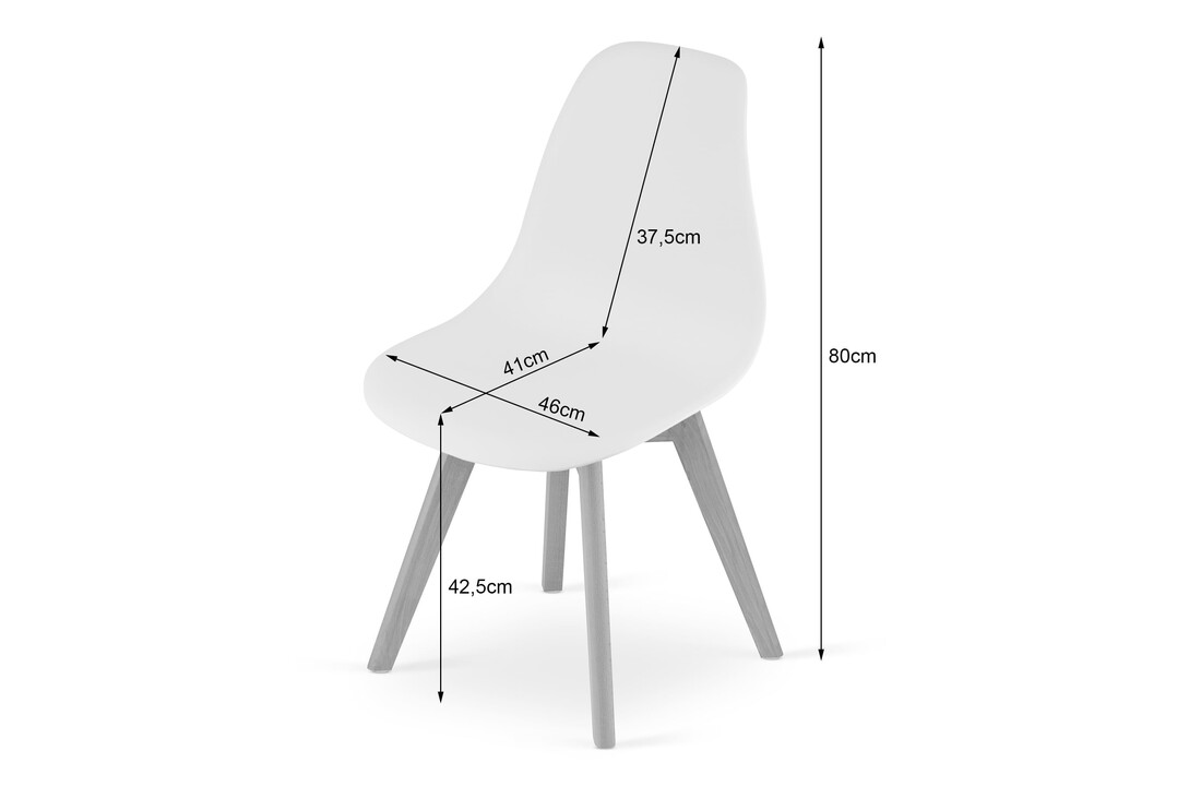 Eetkamerstoelen wit - Set van 4, Scandinavisch, Beukenhout/Polypropyleen