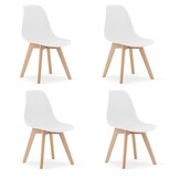 Set eetstoelen kunststof KITO wit, 4 stuks, Scandinavisch