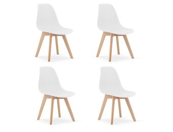 Set eetstoelen kunststof KITO wit, 4 stuks, Scandinavisch